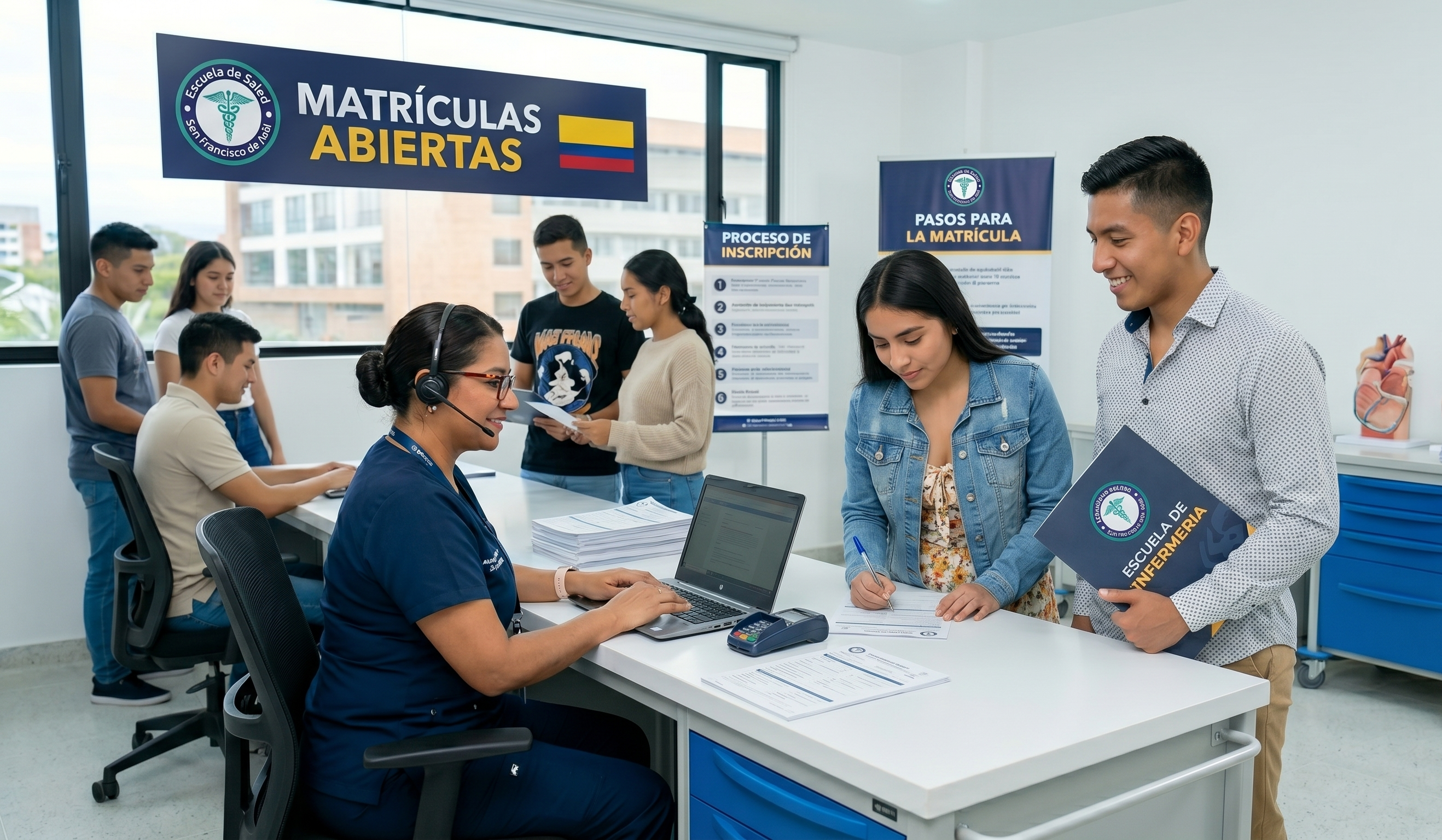 Estudiantes de auxiliar de enfermería en Escuela de Salud San Francisco de Asís - Neiva, Huila